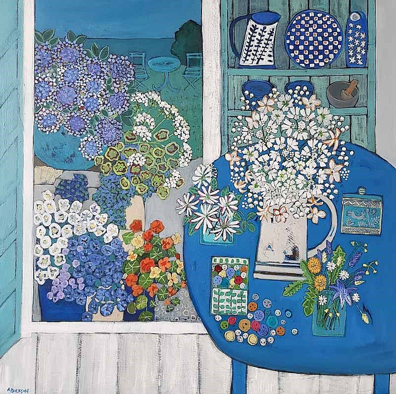 The button box and summer flowers by Alison  Dickson